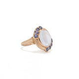Moonstone Cabochon and Sapphire Ring