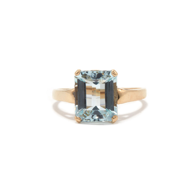 5 Carat Emerald Cut Aquamarine Ring