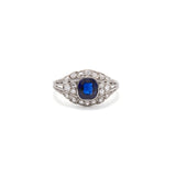 Gwyneth Sapphire and Diamond Art Deco Ring