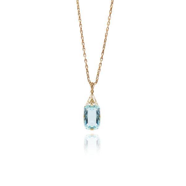 Emerald Cut Aquamarine Necklace