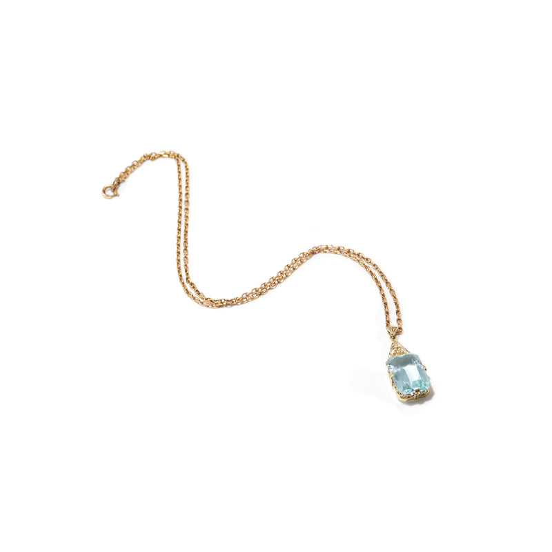 Emerald Cut Aquamarine Necklace