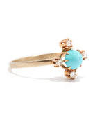 Turquoise and Rose Cut Diamond Ring