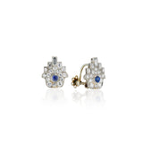 Platinum Deco Diamond and Sapphire Earrings