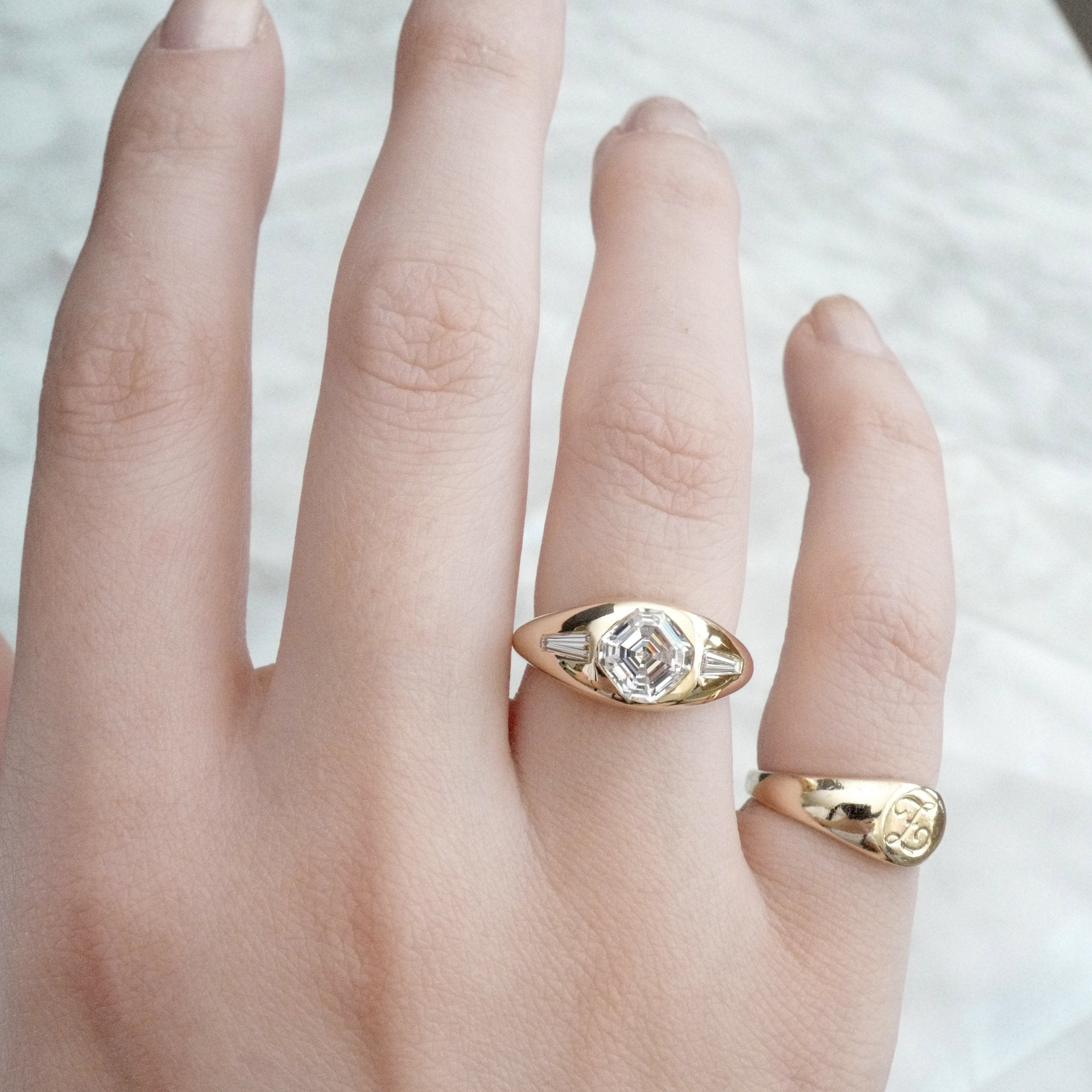 Asscher Cut Gypsy Engagement Ring – Ashley Zhang Jewelry