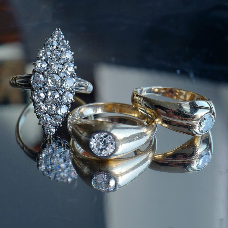 Fayette Antique Diamond Navette Ring