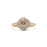 Antique Old Mine Cut Champagne Diamond Cluster Ring