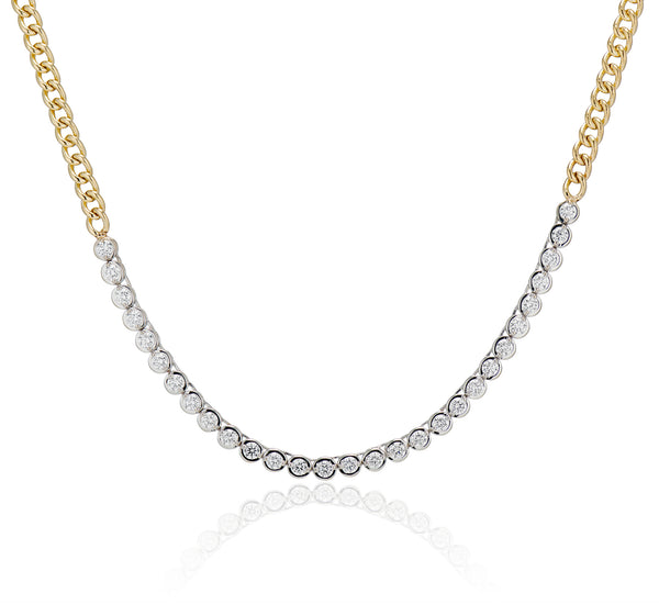 Curb Link Diamond Tennis Necklace
