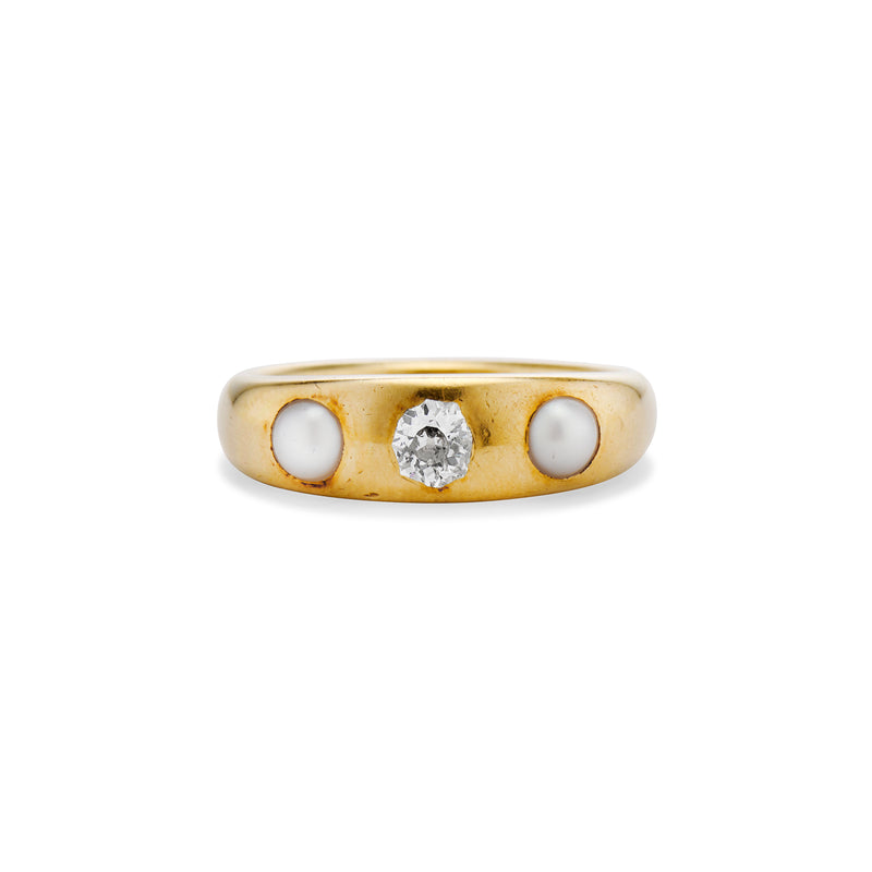 Diamond and Pearl Gypsy Ring