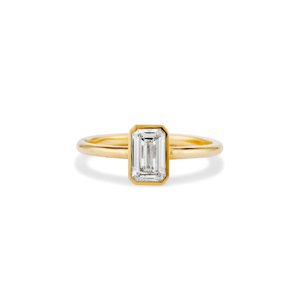 Bezel Set Emerald Cut Diamond Solitaire