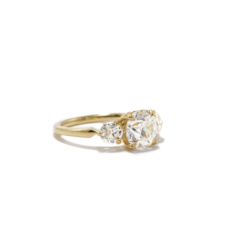 1.61 Carat Emilie Three Old European Cut Diamond Ring