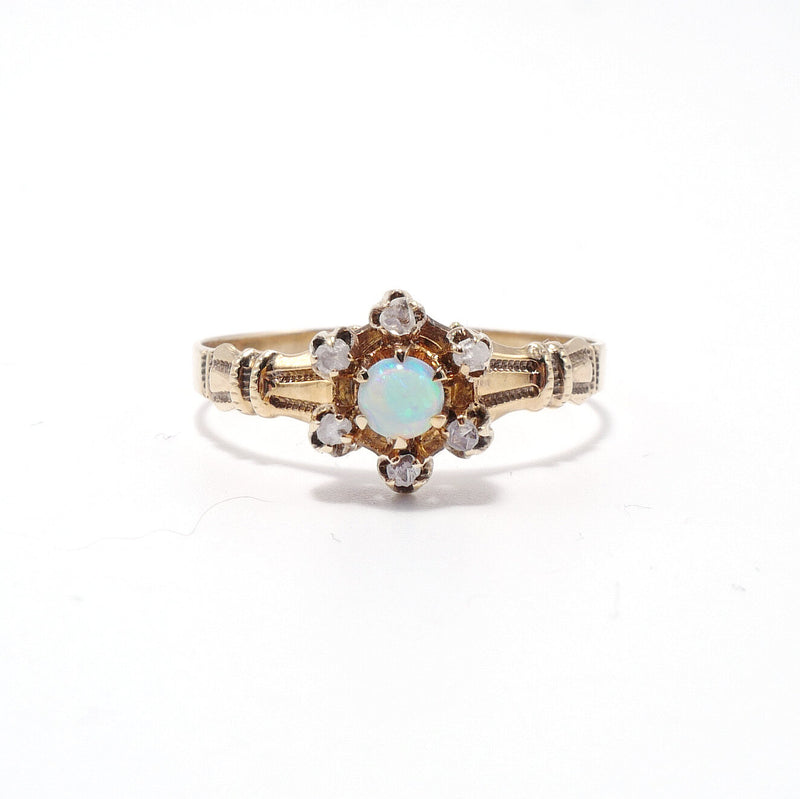 Estee Opal and Rose Cut Diamond Ring