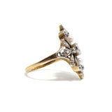 Art Nouveau Diamond and Pearl Filigree Ring
