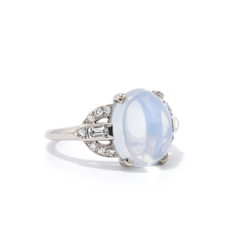 Art Deco Diamond And Moonstone Ring
