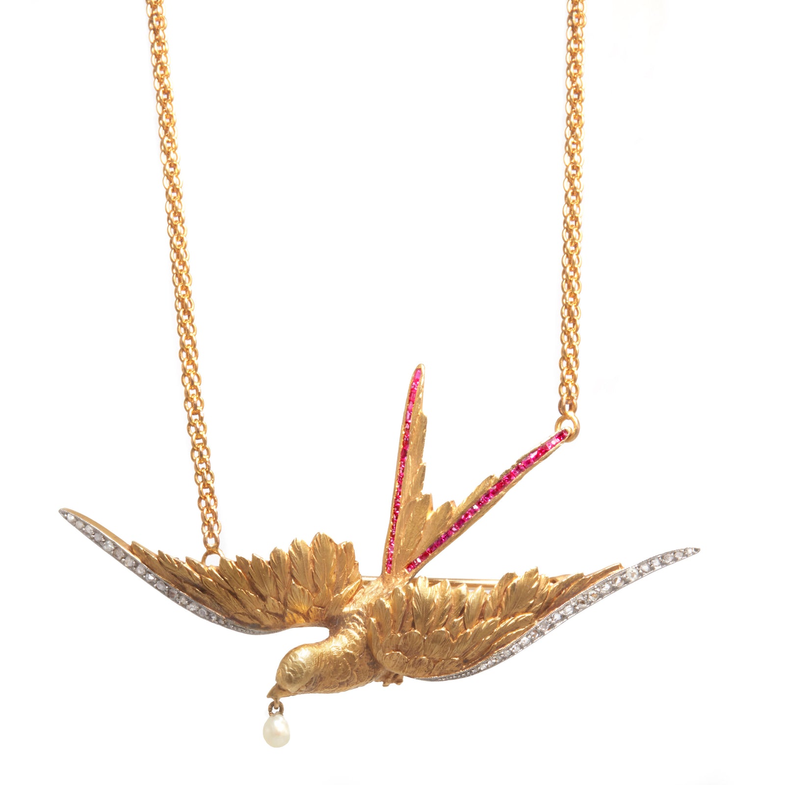 Antique Ruby and Diamond Swallow Pendant – Ashley Zhang Jewelry