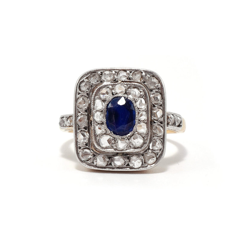 Juno Sapphire and Rose Cut Diamond Ring