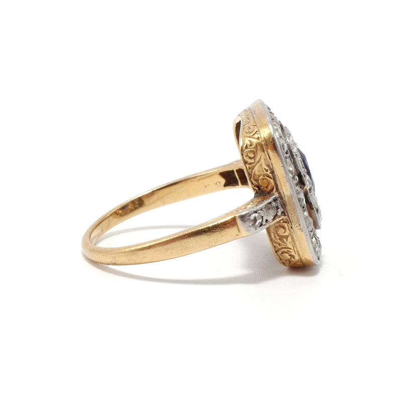 Juno Sapphire and Rose Cut Diamond Ring