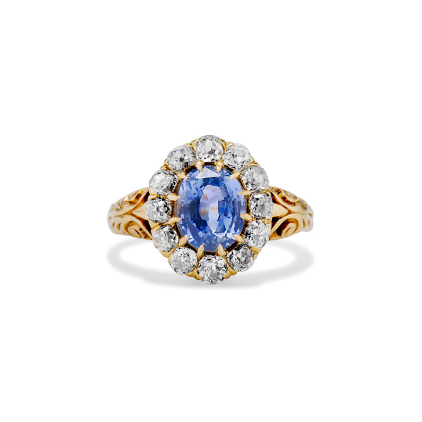 Light Blue Sapphire Diamond Halo Ring