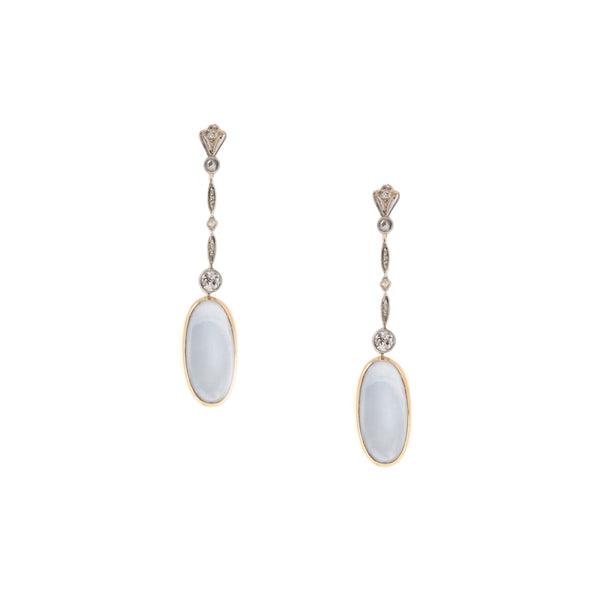 Moonstone Diamond Deco Earrings