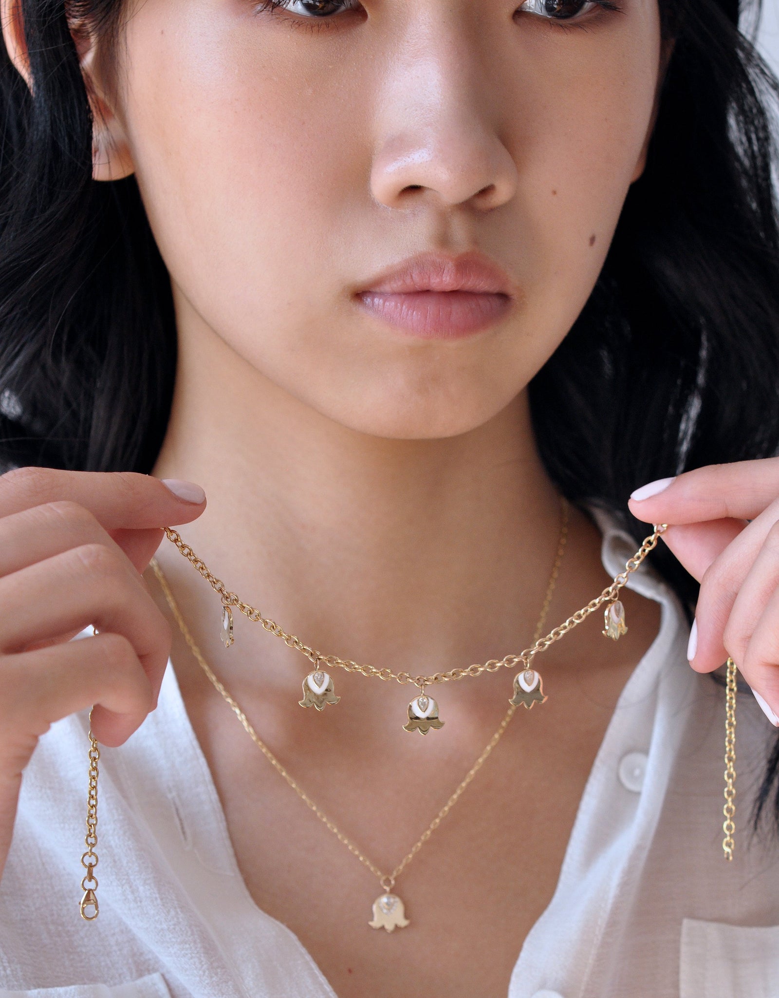 Lily of the Valley Diamond Necklace Ashley Zhang Jewelry