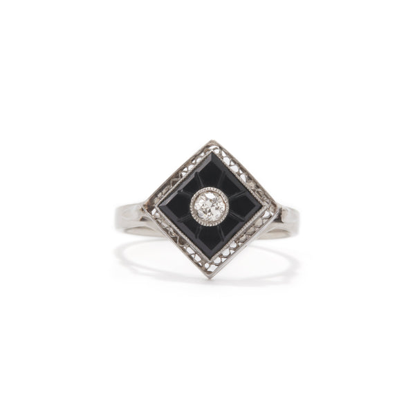 Art Deco Diamond Onyx Ring