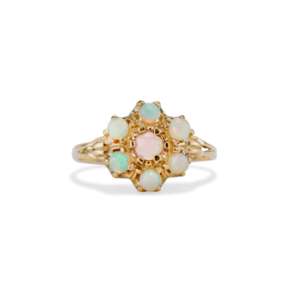 Opal Floral Cluster Ring
