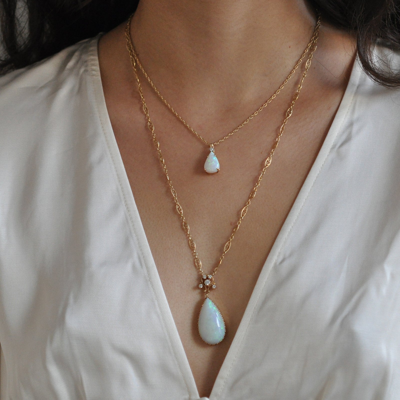 Small Opal and Diamond Drop Necklace – Ashley Zhang Jewelry