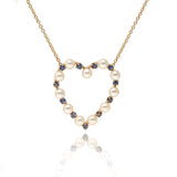 Pearl and Sapphire Heart Necklace