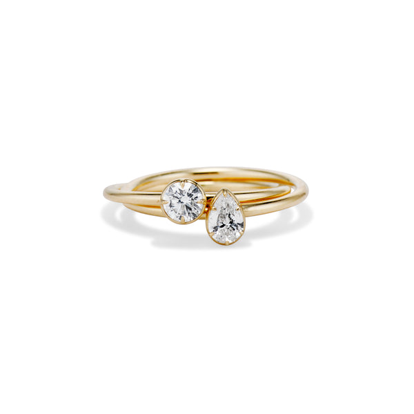 Round and Pear Cut Diamond Rolling Ring