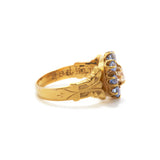 Old European Cut Diamond and Blue Sapphire Halo Ring