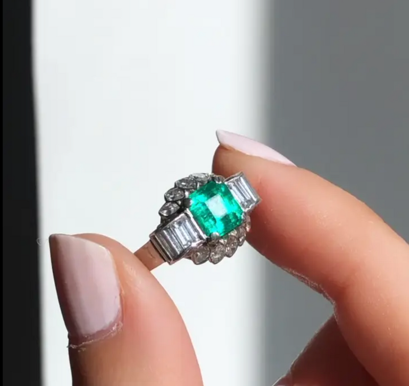 Ella Emerald Marquise Diamond Ring