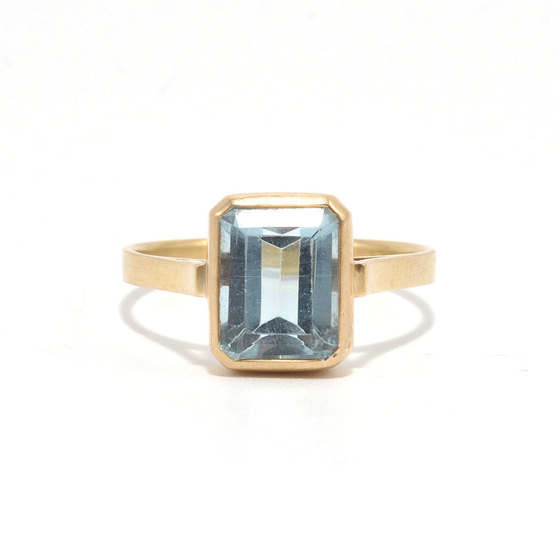 Small Aquamarine Bezel Set Ring