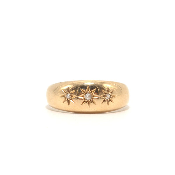 DOMED THREE DIAMOND STAR GYPSY RING