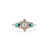 Turquoise Diamond Flower Ring