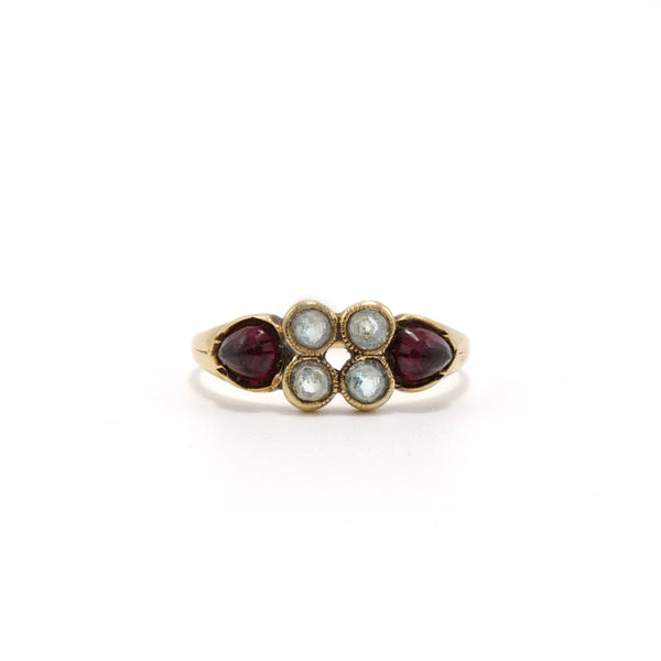 Vintage Verdun Rhodolite Garnet and Aquamarine Ring