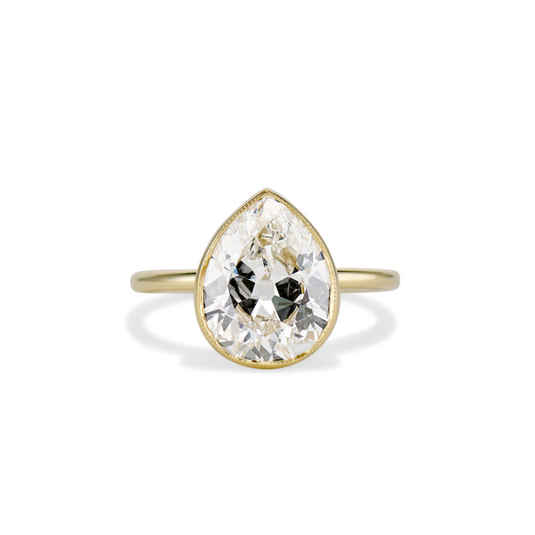 3.29 Carat Antique Pear Poiret Bezel Ring – Ashley Zhang Jewelry