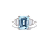 Art Deco Aquamarine and Baguette Diamond Ring
