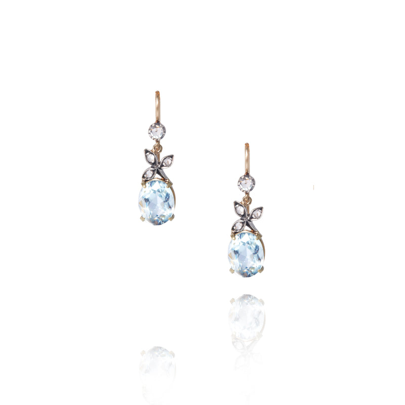 Antique Aquamarine and Diamond Earrings