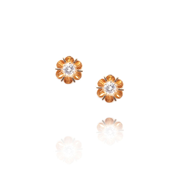 Vintage Buttercup Diamond Earrings