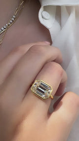 5.30 Carat East West Bezel Emerald Cut Diamond Ring