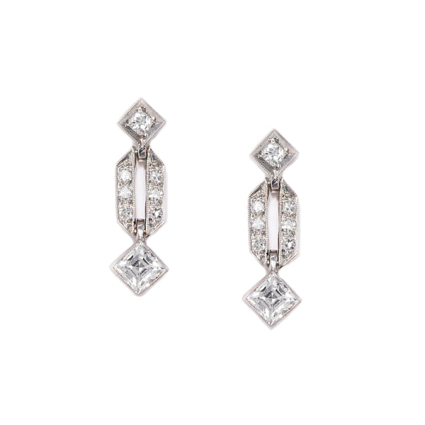 Art Deco Carré Diamond Earrings