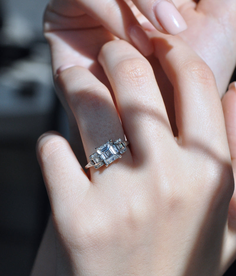Carré Cut Diamond Art Deco Engagement Ring