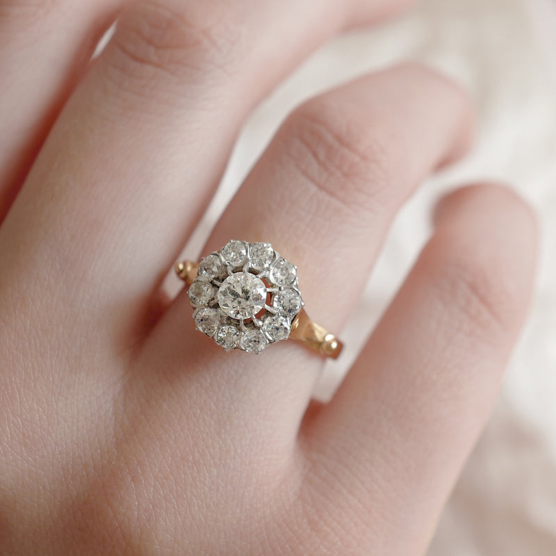 Edwardian diamond cluster ring Clearance