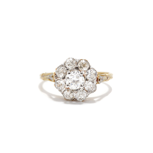 Late Victorian Old Mine Cut Diamond Cluster Ring