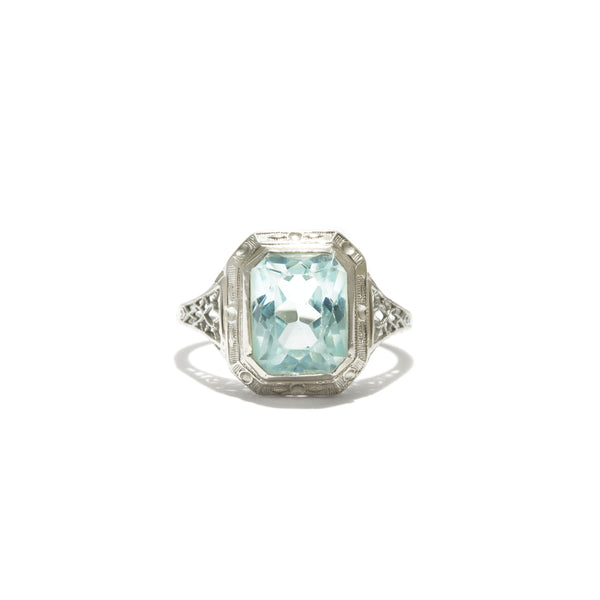 Aquamarine Deco Ring