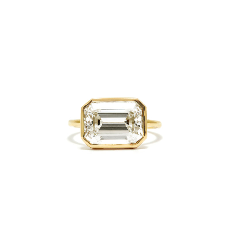 5.30 Carat East West Bezel Emerald Cut Diamond Ring