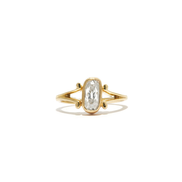 Elongated Cushion Cut Bezel Diamond Ring