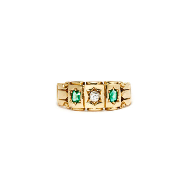 Emerald and Diamond Gypsy Star Ring