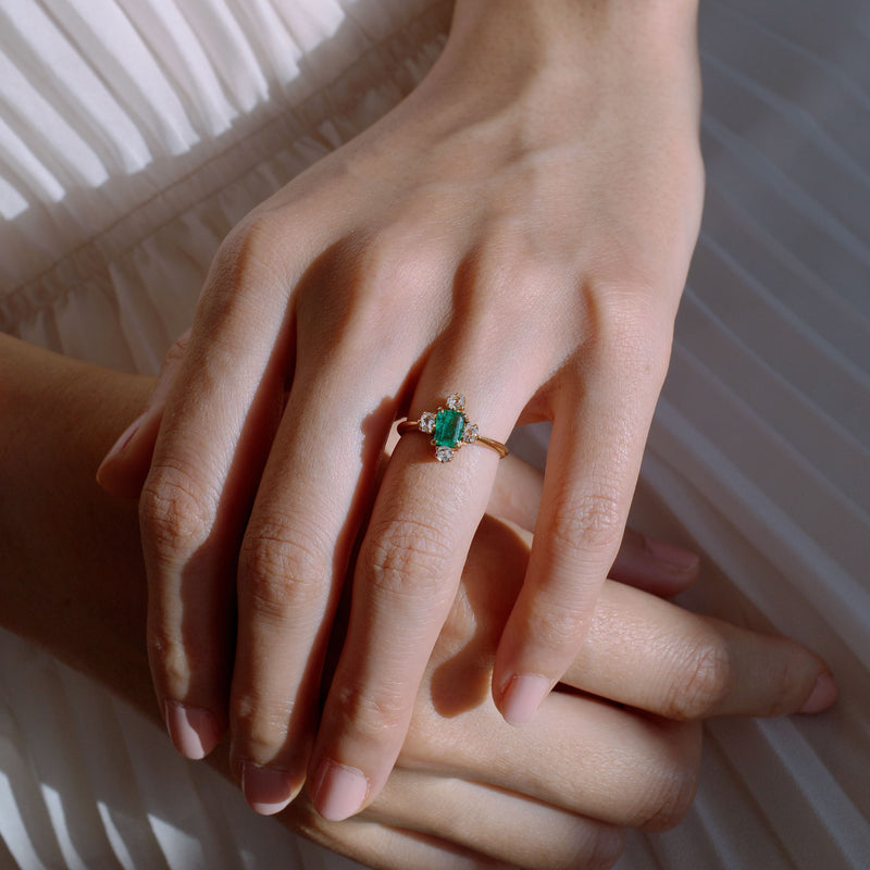 Diamond Compass Emerald Ring