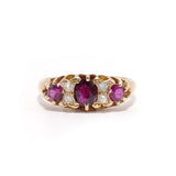 Antique Three Ruby and Diamond Ring