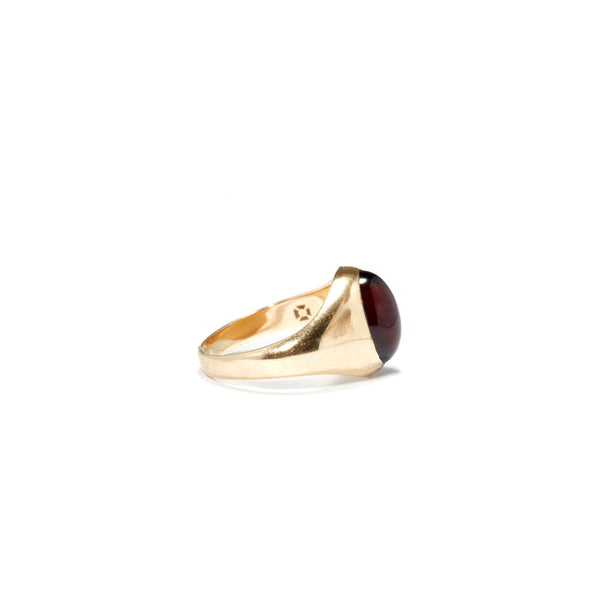 Garnet Cabochon Gypsy Ring